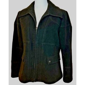Kristen Blake Womens Black Wool Blend Jacket/Coat Satin Lining Sz Small